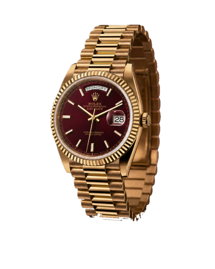 Rolex Day-Date in 18k gold with cherry dial